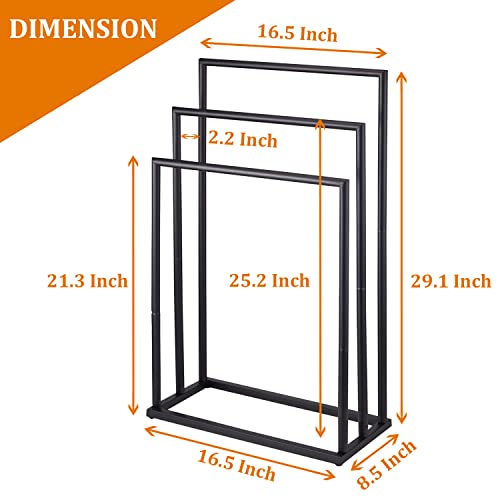 Free Standing Towel Racks For Bathroom, 3 Tier Stainless Steel Towel Rack Holder Stand For Bathroom Poolside Beach, Blanket Rack, Black, Decluttr #TOP3