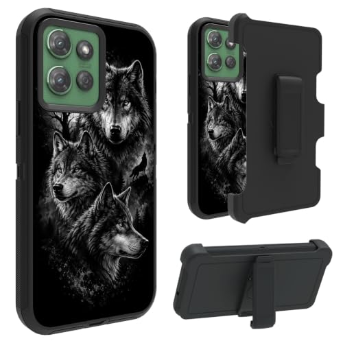 Case for Motorola Moto G Power 5G 2026 with Belt Clip, Wolf Moon