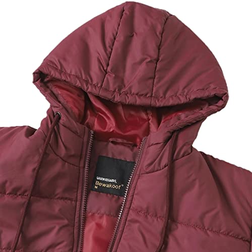 Image of Bewakoof Men's Typography Regular Fit Full Sleeve Hooded Poly Blend Puffer Jacket