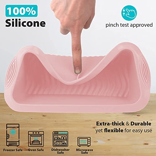 Nezart Silicone Bread Loaf Pans, Nonstick Silicone Baking Mold For Fridge Oven Toaster, Silicone Loaf Mold For Homemade Loaf Bread Toast Meatloaf Fondant Cake, Easy Clean(Pink) #TOP3