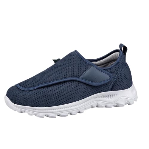 Zapatos para diabéticos sin cordones para hombre, extra anchos, con soporte de arco, zapatos ortopédicos para caminar con correa ajustable para pies hinchados, Blue, 39 2/3 EU