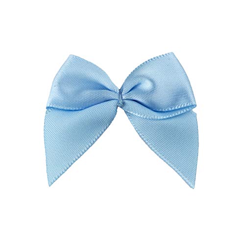 7Rainbows 50pcs 5/8" Boutique Mini Light Blue Satin Ribbon Bows Flowers Appliques DIY Craft for Sewing Scrapbooking Wedding and Gift - Thumbnail 4