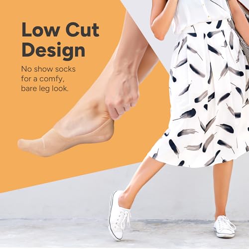 Image of Eedor No Show Socks Women - Low Cut Ankle, Non Slip | Breathable Cotton & Spandex, Flat Boat Line Invisible Socks with Silicone Heel Grips, for Flats, Heals, Loafers