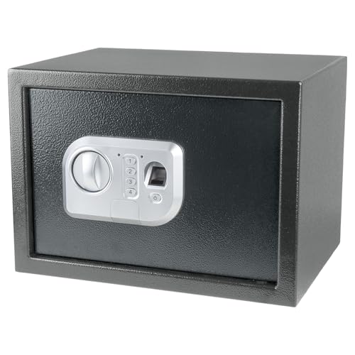 Electronic Safe - Digital Biometric Fingerprint Lock Box with 2 Override Keys - Business or Home Safe for Jewelry, Cash, and More by Stalwart (Dark Gray) by Stalwart - Used condition - US$56.99