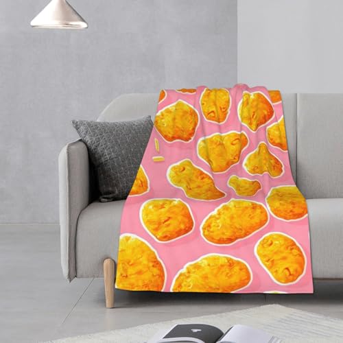 Orange Fried Food Pattern On Pink Background Bed Blankets Throw