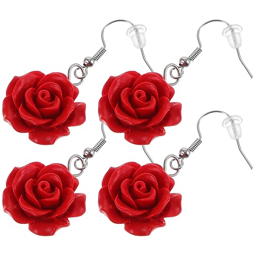DEARMAMY 2 Pares De Pendientes Para Mujer Venta De Pendientes De Lágrima De Oro Joyería Pendientes De Clip De Oro Pendientes De Perlas Pendientes Colgantes De Plata De Ley Metal Rojo