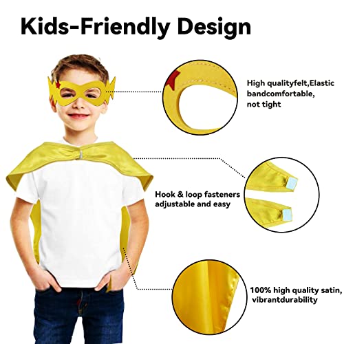 D.Q.Z Superhero-Capes for Kids 20 Sets, Birthday Gifts for Boys Girls Role Play, Super Hero Toys for School Halloween Party (Gold)