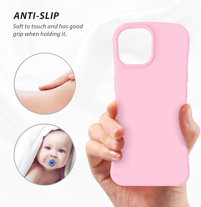 Image of MIDOS Back Cover Compatible with iPhone 15 Case Liquid Silicone Full Protection Shock Proof Back Cover for iPhone 15 (Pink)