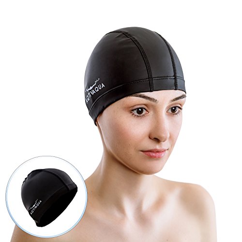 Aqtivaqua Swim Cap Swimming Caps For Women Men Adult Kids Girls Boys Youth Hat (Black Color) #TOP3