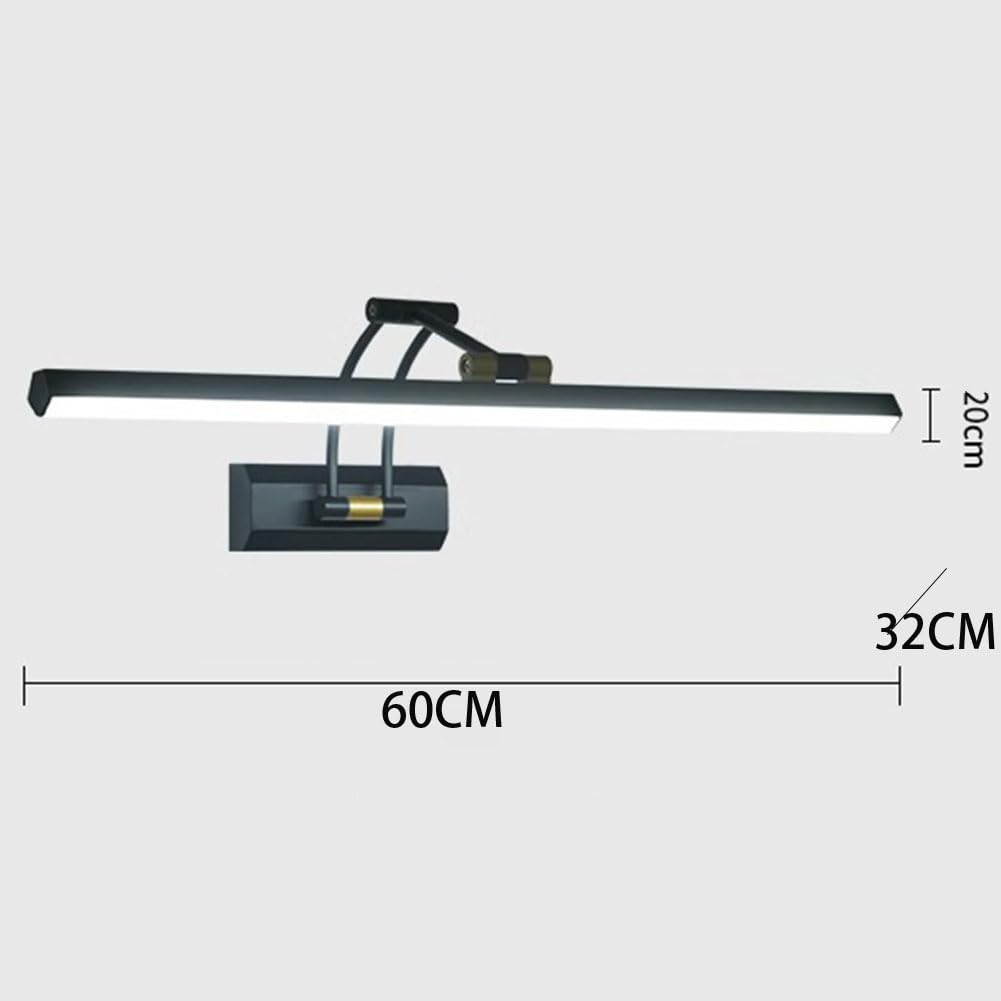 LED Spiegellampe Bad Drehbare Wandleuchte 15W 60CM 3 Helligkeitsstufen Badezimmer Spiegelleuchten 3000k/4500k/6000k Wandlampe mit Schwenkbar Lampenkopf Leseleuchten für Hotel Restaurant