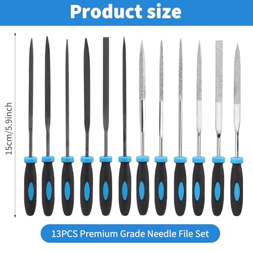 Miniatura 2 de Juego De Limas De Aguja 13 Piezas Lima De Para Madera Y Metal, Incluyendo Limas Para Llaves Y Limas Diamantadas, Ideal Para Taller Y Bricolaje, Con Práctica Bolsa De Almacenamiento