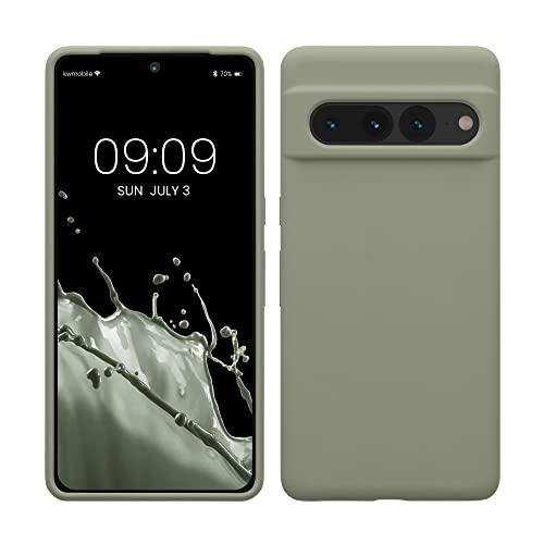 kwmobile Handyhülle für Google Pixel 7 Pro Hülle für Pixel 7 Pro Case - Hülle Silikon - kabelloses Laden - Graugrün