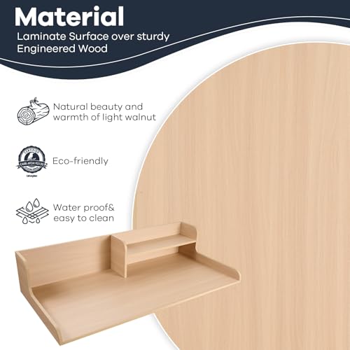 Kaboon Washer Dryer Countertop 2 Tier 54 inches Wide, Laundry Shelf Topper with Edge, 54" W x 28" D x 12" H Laundry Space Organizer, Light Walnut by Kaboon - Image 4