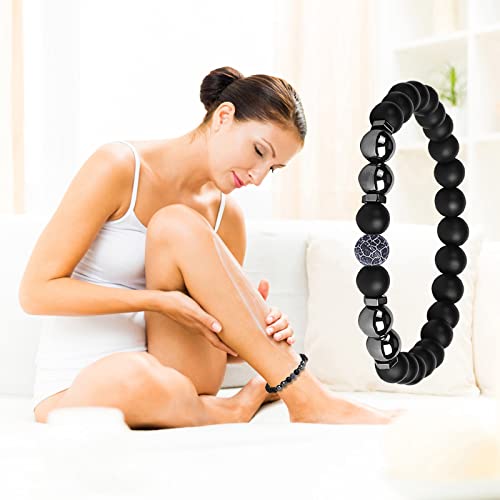 Ponprngy Lymphatic Drainage Therapeutic Magnetic Anklet Bracelet For Men And Women, Lymph Detox Magnetic Anklet Bracelet, Lymphatic Drainage Black Obsidian Bracelet Anklet #TOP1
