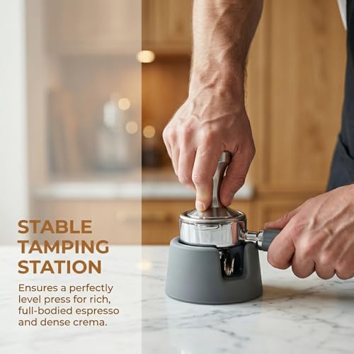 Grey Silicone Coffee Tamper Base, Stable Non-Slip Accessory for Precise Pressing, Filter Holder Holder Stand Compatible with Espresso Machine, Durable and Easy to Clean — view 5