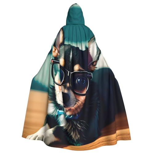 Vêtements capes chien chihuahua imprimés avec capuche amovible style vampire de la mort