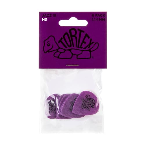 JIM DUNLOP Tortex Jazz III Heavy H3 Plectrum 472PH3 (Pack of 6), Purple, Bag of 6 - Image 2