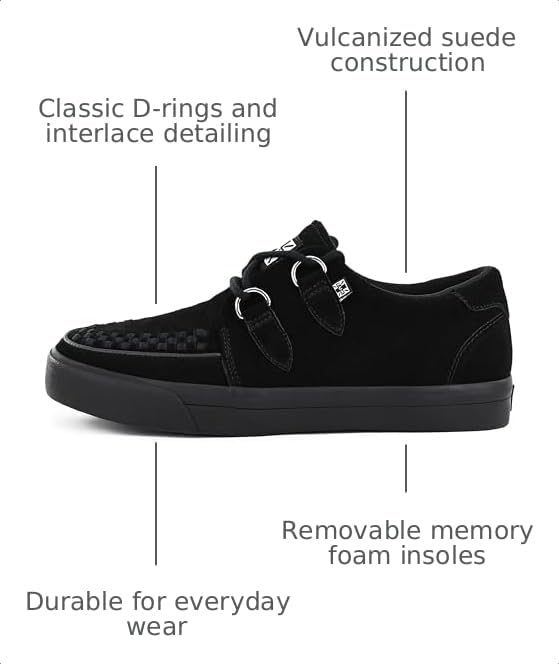 Image of TUK Suede Creeper Sneaker Shoes for Women and Men, D Ring Lace Up Shoes