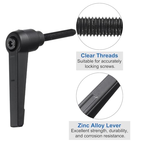 Image of uxcell 4pcs Clamping Lever Adjustable Handle Set Metric M5 x 32mm Male & M5 Female Thread Level Handles Hand Stud Knobs Quick Release Black for Lathe Machinery