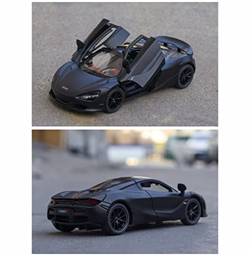 Alloy Collectible Black Mclaren 720S Toy Vehicle Pull Back Diecast Car With Lights And Sound #TOP6