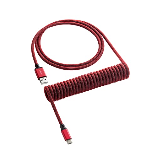 CableMod Classic Coiled Keyboard Cable (Republic Red, USB A to USB Type C, 150cm)