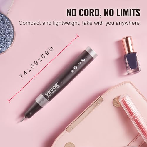 Image of VEVOR Electric Cordless Nail Drill, 30,000RPM Variable-Speed Rechargeable Nail E File Machine, Nail Surface Smooth, Portable Manicure Pedicure Polisher with 50PCS Sanding Bands for Dead Skin Removal