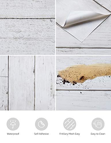 White Gray Wood Paper 17.71 In X 118 In Self-Adhesive Removable Wood Peel And Stick Wallpaper Decorative Wall Covering Vintage Wood Panel Interior Film For Home Decoration #TOP1