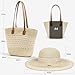 Pahajim Conjunto de Bolso Sombrero de Paja Bolso Rafia Mujer Verano Bolso de Hombro con Cremallera para Playa Verano Vacaciones Imagen de Pahajim Conjunto de Bolso Sombrero de Paja Bolso Rafia Mujer Verano Bolso de Hombro con Cremallera para Playa Verano Vacaciones