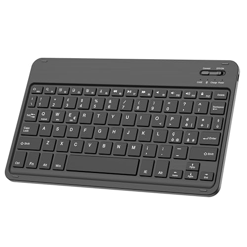 IVSOTEC Teclado Español Ñ Bluetooth Inalámbrico, Light Teclado Inalámbrico Portátil con úper Delgado de 10 Pulgadas para iPad OS/Tablet Android/Samsung/Huawei/Lenovo