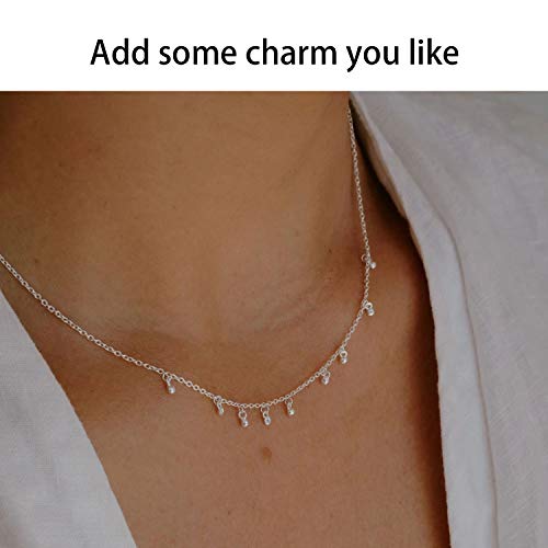 Vavily Dainty Thin Chain Choker Necklace For Women 18K Plated White Gold Silver Chain Necklace #TOP4
