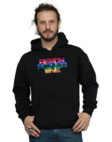 Absolute Cult Ready Player One Men's Rainbow Logo Hoodie Black X-Large