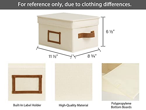 Storageworks Decorative Storage Baskets For Shelves, Closet Storage Bins With Lids And Pu Handles, Hand Wash, Canvas, Ivory White, Medium, 3-Pack #TOP1