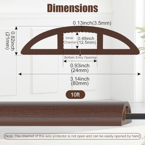 Image of Eapele Floor Cord Cover 10ft Cord Covers for Wires on Floor, Heavy Duty Extension Cord Cover, Rubber Floor Cable Cover, Prevent Trip Hazard for Sidewalk Home Office Outdoor or Indoor Settings