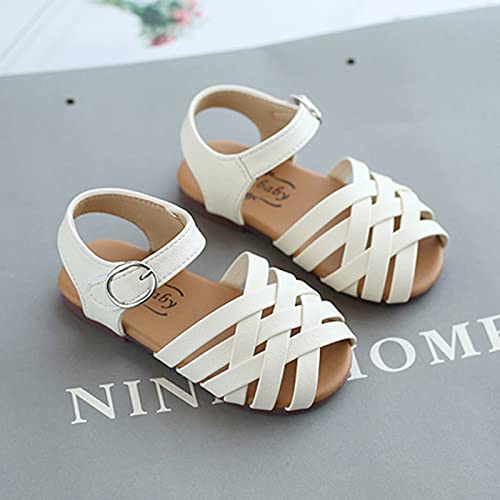 Sandals for Toddler Girls Beach Children Non-Slip Shoes Sandals Open-Toed Girls Soft-Soled Kids Princess Girl's Shoes (White, 11 Little Kid)4