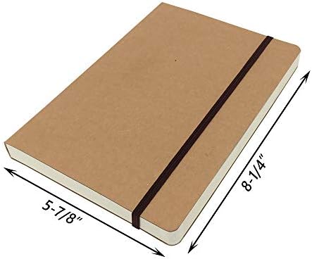 A5 Blank Notebook - 14.8x21cm Hard Kraft Cover Sketch Book with Elastic Closure, 80 Sheets / 160 Pages, Thick 100gsm Paper, Great for Sketching, Writing and Journal Refill