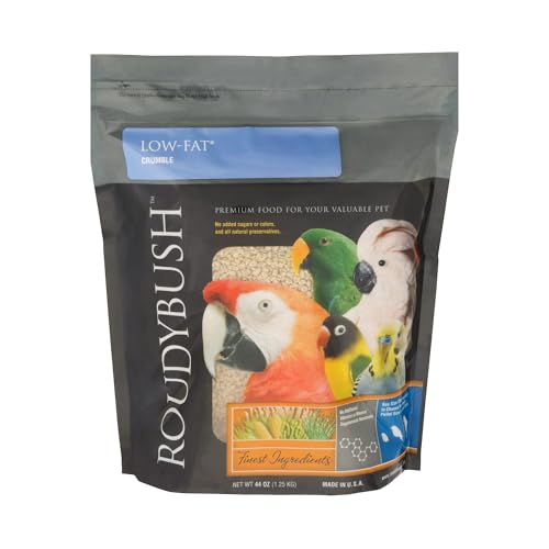 RoudyBush Low Fat Food for Adult Birds & Chicks - Scientifically Formulated Bird Feed, Bird Food Pellets w/Corn, Wheat, Soy & More - Nutritious & Healthy Feed for Birds (Crumble, 44oz)
