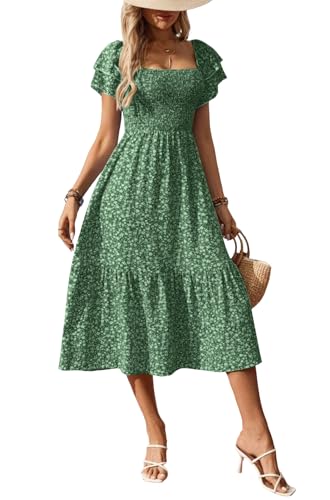 Floral Print Square Neck Midi Dress