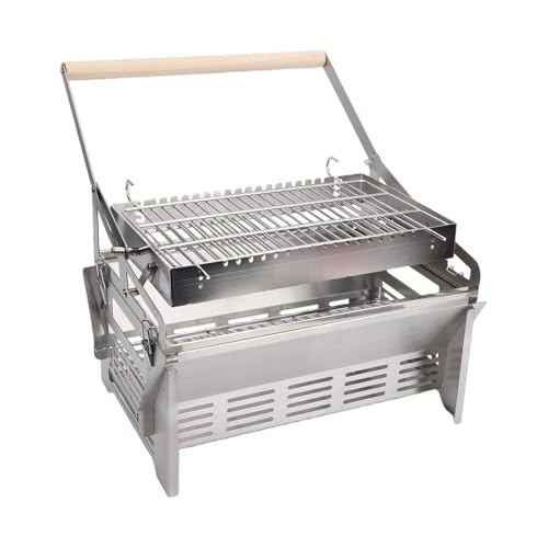 Asixxsix Grill à Charbon Rotatif à 360°, 2-4 Personnes, 395x280mm