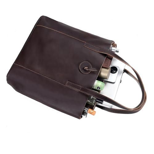CREATIVE LEATHER ART brown genuine leather tote bag – image 4