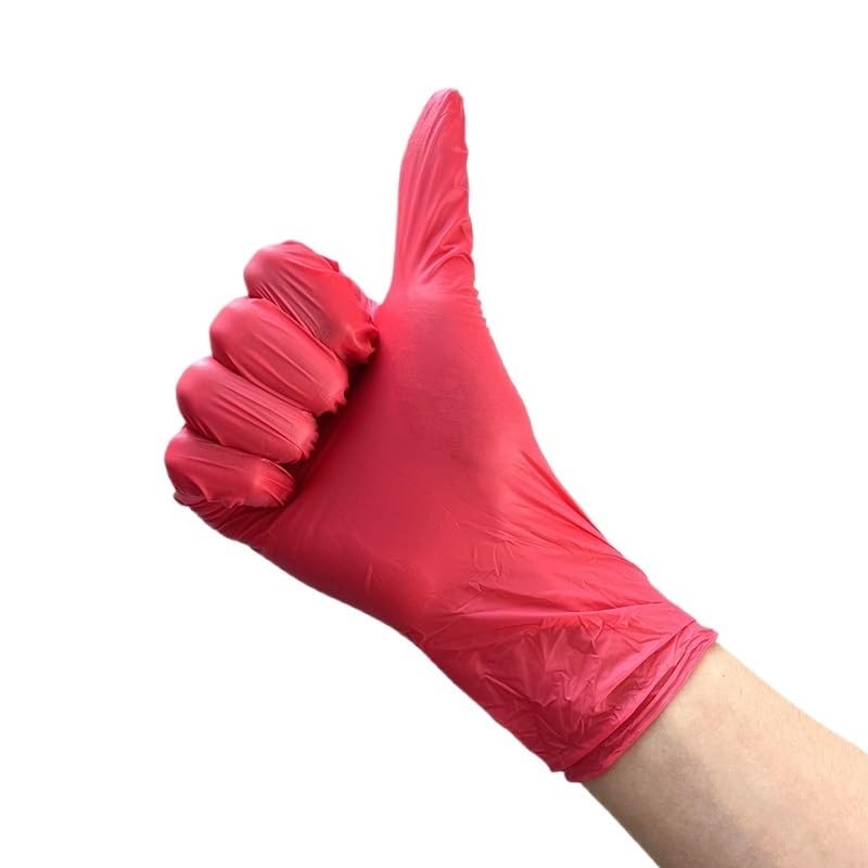 50/100 pezzi Guanti in nitrile rossi Touch Screen monouso for la pulizia domestica adatti for lavare le verdure e preparare il cibo(100PCS,XL)