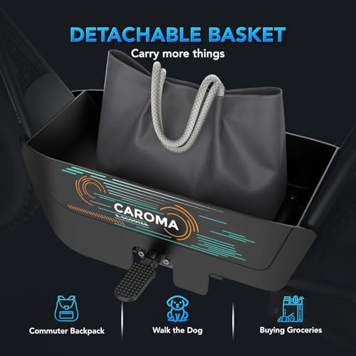 Caroma Peak 560W Electric Scooter with Seat, 16\" Fat Tire Electric Scooter for Adults & Teens, 15 Miles Ranges 20MPH Max Speed, Electric Motorcycle for Commuting with Basket