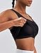 K-Swiss Longline Sports Bras for Women - Racerback Crop Tank Top Padded Scoop Neck Slim Fit Yoga Gym Workout Running, Black M