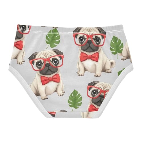 Adorable Pug Dogs Red Ties Little Girl Panties Toddler Underwear Floral Cotton Designer Briefs Kids Undies 2t2