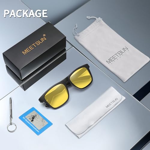 MEETSUN Óculos de sol polarizados para homens e mulheres, proteção UV, armação quadrada, esportes, p