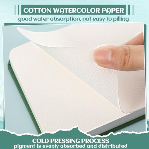 Caderno de aquarela de 40 folhas, 10 x 15 cm, 63 kg/300 g/m², papel aquarela prensado a frio, para p