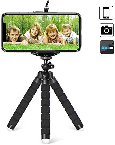 Mini Tripod Mobile Phone Flexible Sponge Octopus Holder Stand Table Desk Bracket (Black)