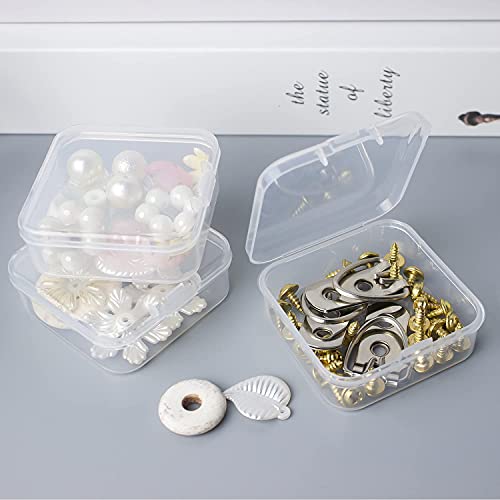Image of DUOFIRE Containers with Lids 24 Pack Plastic Box Clear Storage Containers Bead Organizer for Crafts, Jewelry, Small Items (2.1x2.1x0.8 Inches)