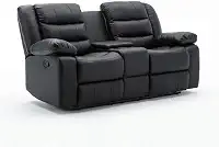 Poltrona Sala de Cinema Reclinável Manual Hollywood 2 Lugares Baú Massagem Aquecimento PU G94 - Gran Belo