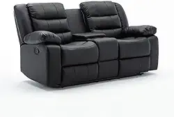 Poltrona Sala de Cinema Reclinável Manual Hollywood 2 Lugares Baú Massagem Aquecimento PU G94 - Gran Belo