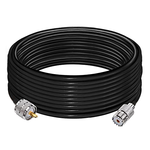 TUOLNK Câble UHF PL259 RG58 32.8ft (10M) PL259 SO239 Câble d'extension mâle à femelle Câble coaxial CB à faible perte Noir pour radio bidirectionnelle...